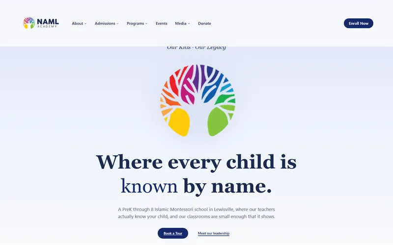 NAML Academy homepage: Where every child is known by name
